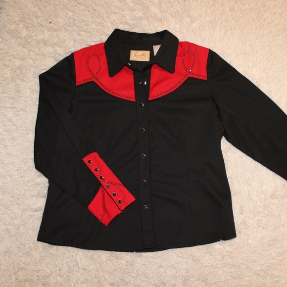 Scully Tops - Scully Western Equestrian wear beaded shirt sz: XL